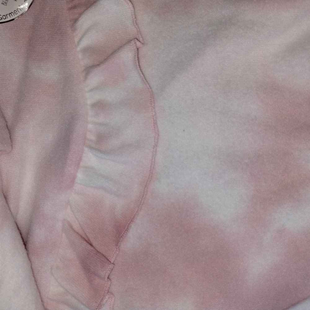 Soft fluffy pink and white pull over hoodie top